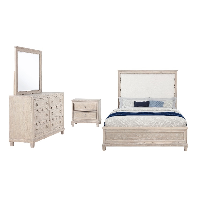 Coaster Pembroke 4-Piece Wood Queen Bedroom Set in Washed Oak Brown