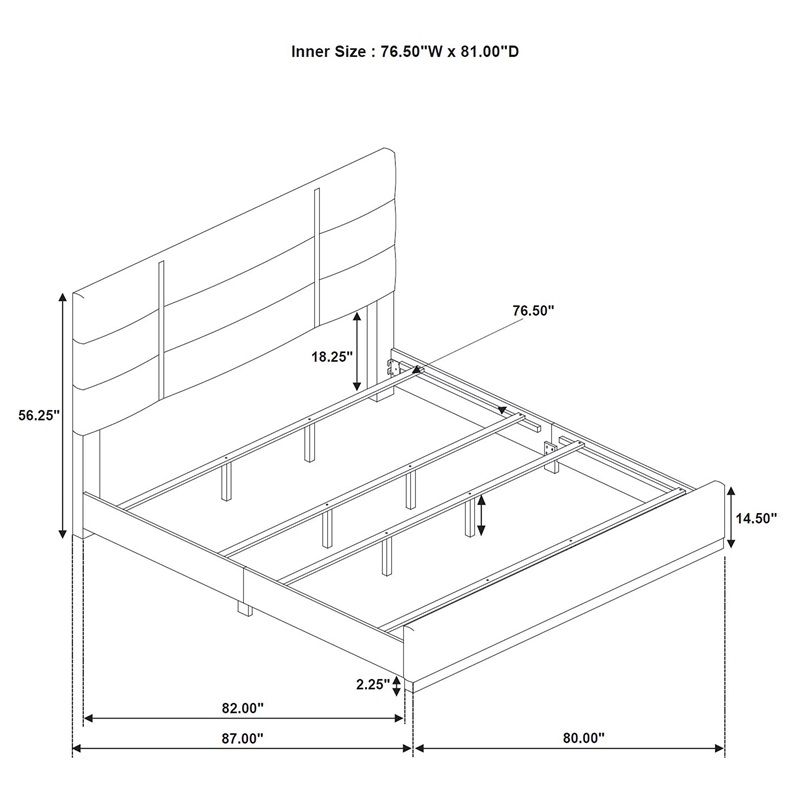 Coaster Ines 4-Piece Wood & Fabric Eastern King Bedroom Set in Gray/White