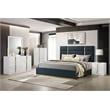 Coaster Ines 5-Piece Wood & Fabric Queen Bedroom Set in Navy Blue/White