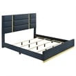 Coaster Ines 5-Piece Wood & Fabric Queen Bedroom Set in Navy Blue/White