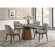 Coaster Franklin 5-Piece Fabric & Wood Round Dining Table Set in Gray/Dark Oak