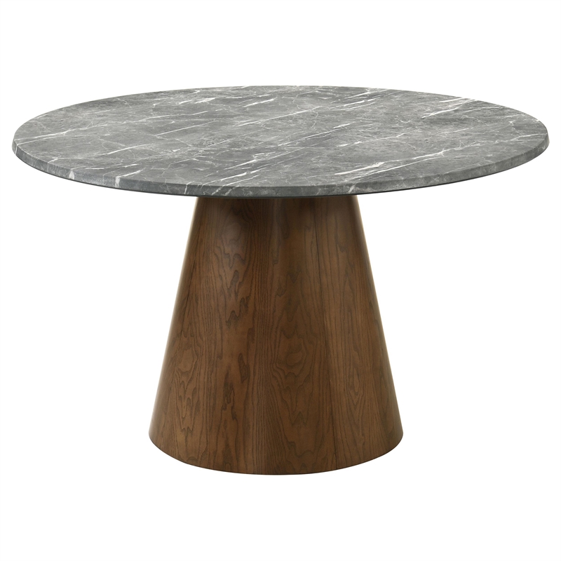 Coaster Franklin 5-Piece Fabric & Wood Round Dining Table Set in Gray/Dark Oak