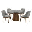 Coaster Franklin 5-Piece Fabric & Wood Round Dining Table Set in Gray/Dark Oak