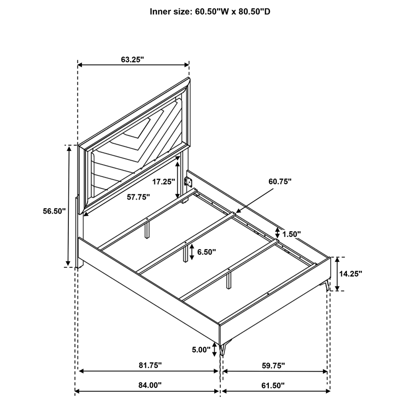 Coaster Cassia 4-Piece Wood Queen LED Bedroom Set in White High Gloss