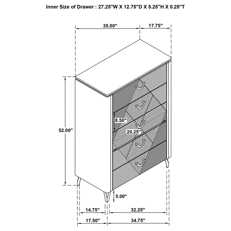 Coaster Cassia 5-Piece Wood Queen LED Bedroom Set in White High Gloss