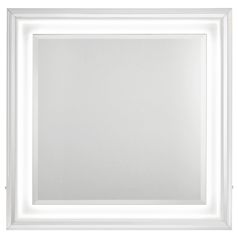 Coaster Cassia 5-Piece Wood Queen LED Bedroom Set in White High Gloss