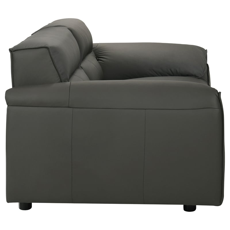 Coaster Buxton 2-Piece Upholstered Leather Sofa Set in Graphite Gray