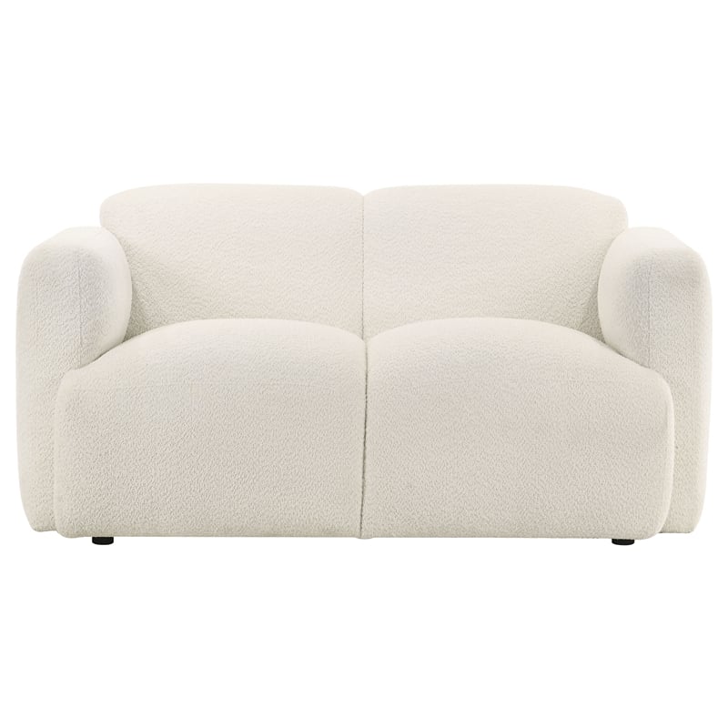 Coaster Dorset 3-Piece Contemporary Fabric Round Track Arm Sofa Set in White