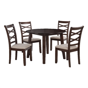 Coaster Barton 5-Piece Round Wood Dining Table Set in Dark Brown/Light Tan