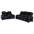 Coaster Zuma 2-Piece Contemporary Faux Leather Dual Power LED Sofa Set in Black