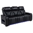 Coaster Zuma 2-Piece Contemporary Faux Leather Dual Power LED Sofa Set in Black