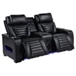 Coaster Zuma 2-Piece Contemporary Faux Leather Dual Power LED Sofa Set in Black