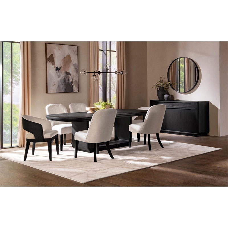 Coaster Leandro 5-Piece Rectangular Wood Dining Set in Burnished Black/Cream