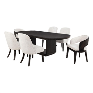 Coaster Leandro 5-Piece Rectangular Wood Dining Set in Burnished Black/Cream