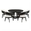 Coaster Leandro 7-Piece Round Wood Dining Set in Burnished Black/Cream