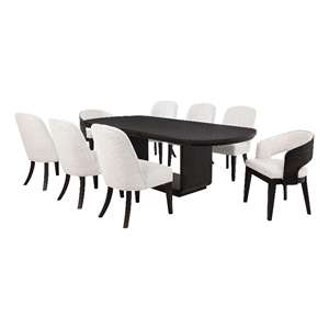 Coaster Leandro 7-Piece Rectangular Wood Dining Set in Burnished Black/Cream