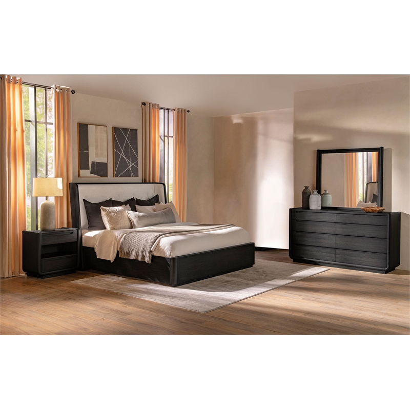 Coaster Leandro 4-Piece Wood Queen Bedroom Set in Burnished Black