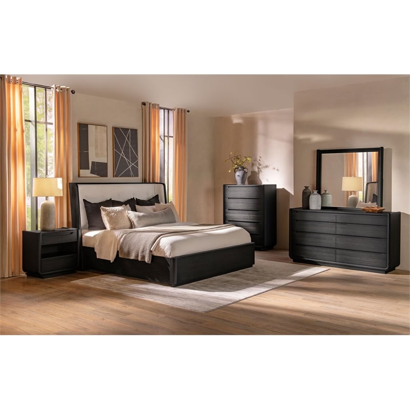 Coaster Leandro 5-Piece Wood Eastern King Bedroom Set in Burnished Black