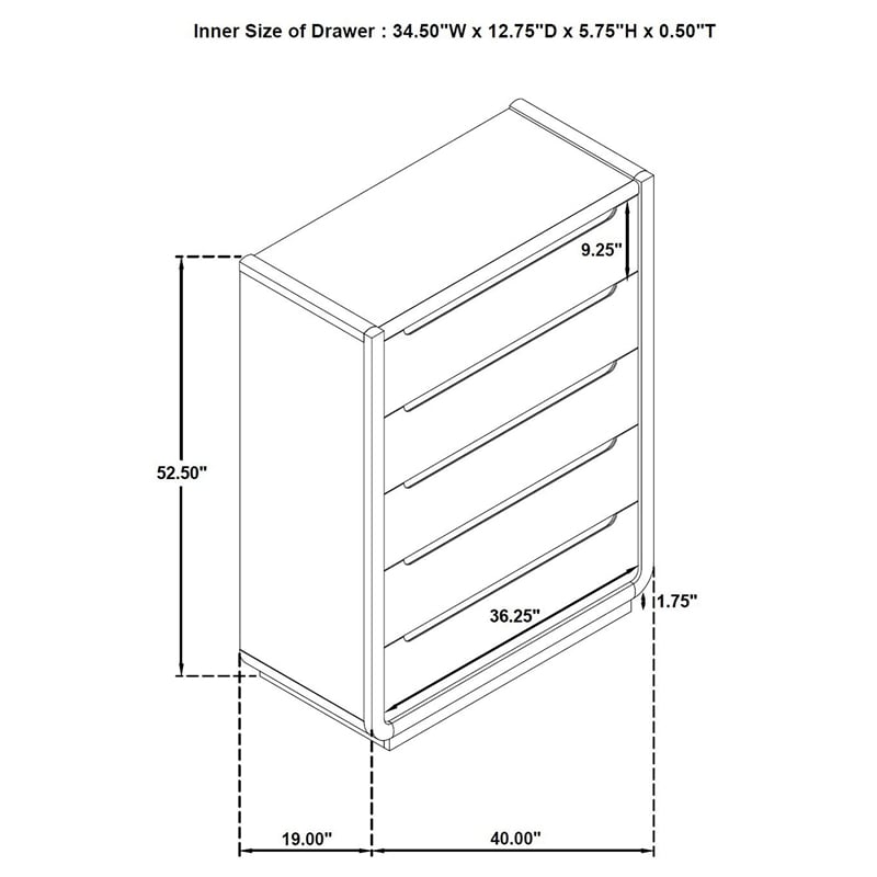 Coaster Leandro 5-Piece Wood Eastern King Bedroom Set in Burnished Black