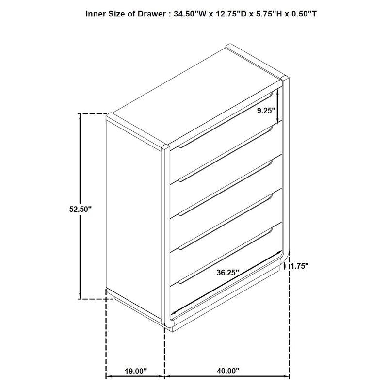 Coaster Leandro 5-Piece Wood Queen Bedroom Set in Burnished Black