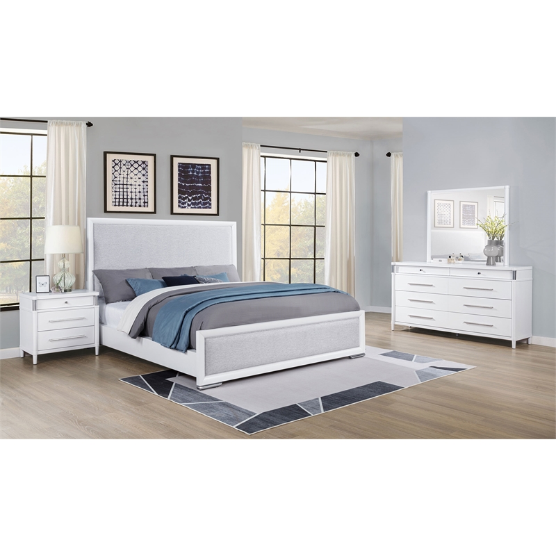 Coaster Gracemont 4-Piece Contemporary Wood Queen Bedroom Set in White