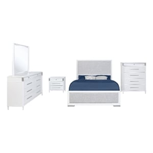 Coaster Gracemont 5-Piece Contemporary Wood Queen Bedroom Set in White