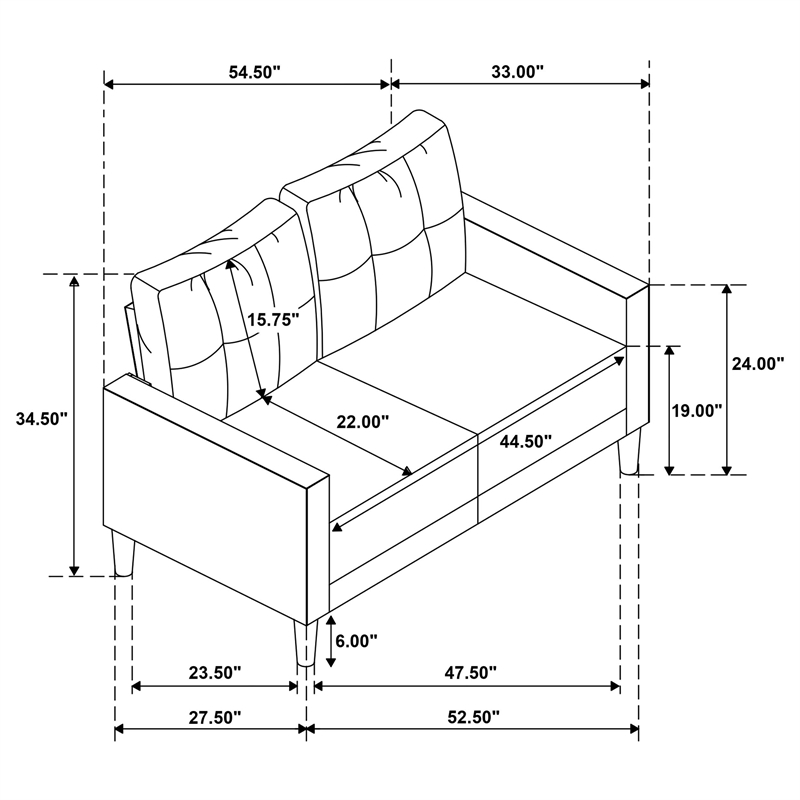 Coaster Bowen II 2-Piece Upholstered Fabric Track Arm Sofa Set in Steel Gray