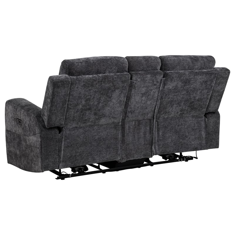 Coaster Kennett 2-Piece Chenille Power Reclining Sofa Set in Dark Gray