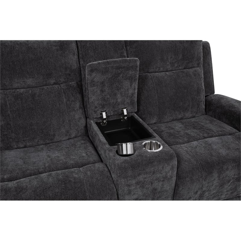 Coaster Kennett 2-Piece Chenille Power Reclining Sofa Set in Dark Gray