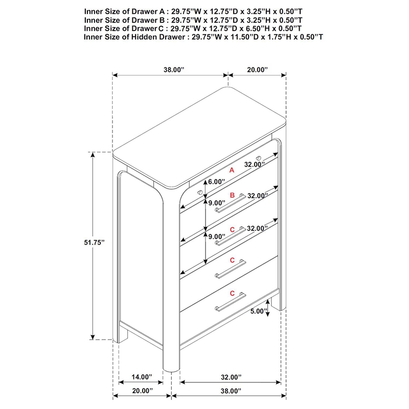 Coaster Solano 5-drawer Coastal Wood Bedroom Chest in Weathered Mango Brown