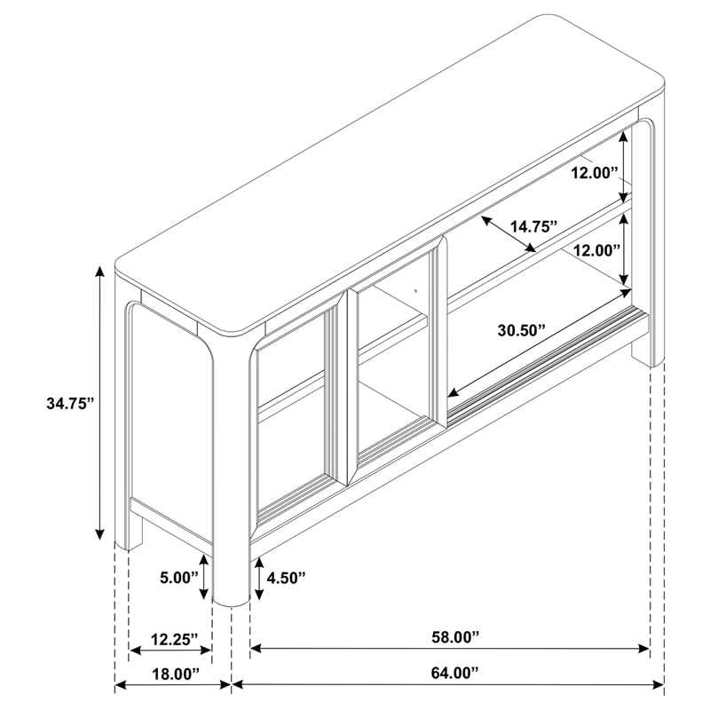 Coaster Solano Coastal Sliding Door Wood Dining Sideboard Server in Mango Brown