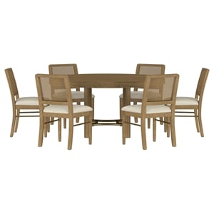 Coaster Arini 7-Piece Coastal Wood Dining Table Set in Sand Wash Brown/Cream