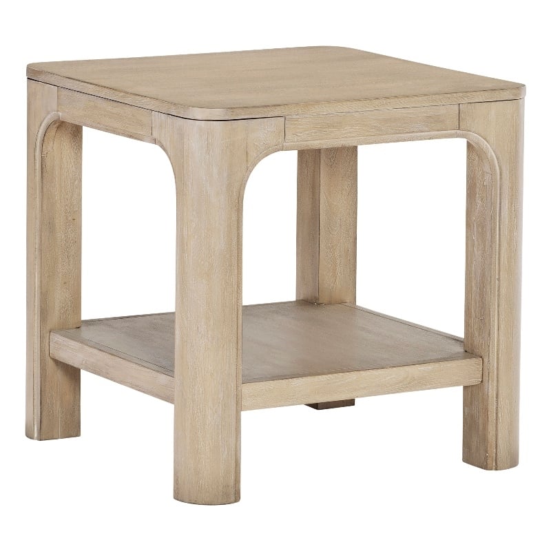 Coaster Solano Coastal Wood Side End Table with Shelf in Weathered Mango Brown
