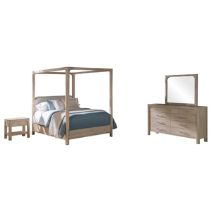 Coaster Solano 4-Piece Wood Queen Canopy Bedroom Set in Mango Brown