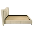 Coaster Evelyn Upholstered Velvet Eastern King Panel Platform Bed in Ivory