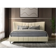 Coaster Evelyn Upholstered Velvet Eastern King Panel Platform Bed in Ivory