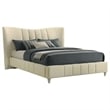 Coaster Evelyn Upholstered Velvet Queen Panel Platform Bed in Ivory