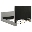 Coaster Tara Contemporary Upholstered Velvet Eastern King Panel TV Bed in Gray
