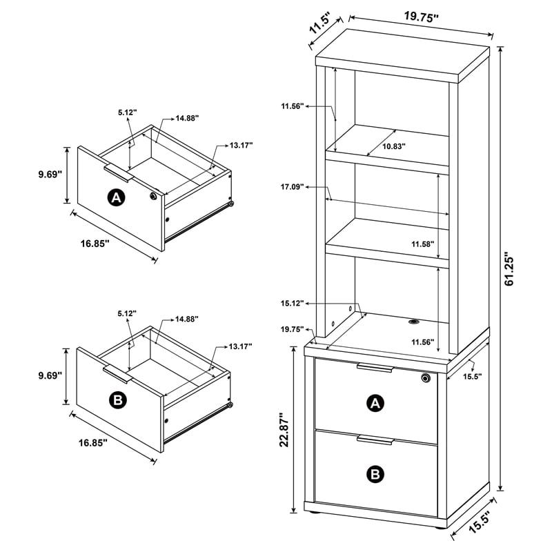 Coaster Westpark 3-Piece Wood Queen Bedroom Set Bookcase Headboard in Dark Pine