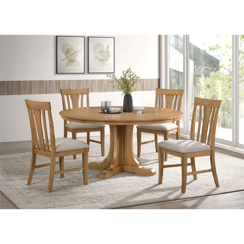 Coaster Hartville 5-Piece Round Wood Dining Table Set in Natural Light Brown