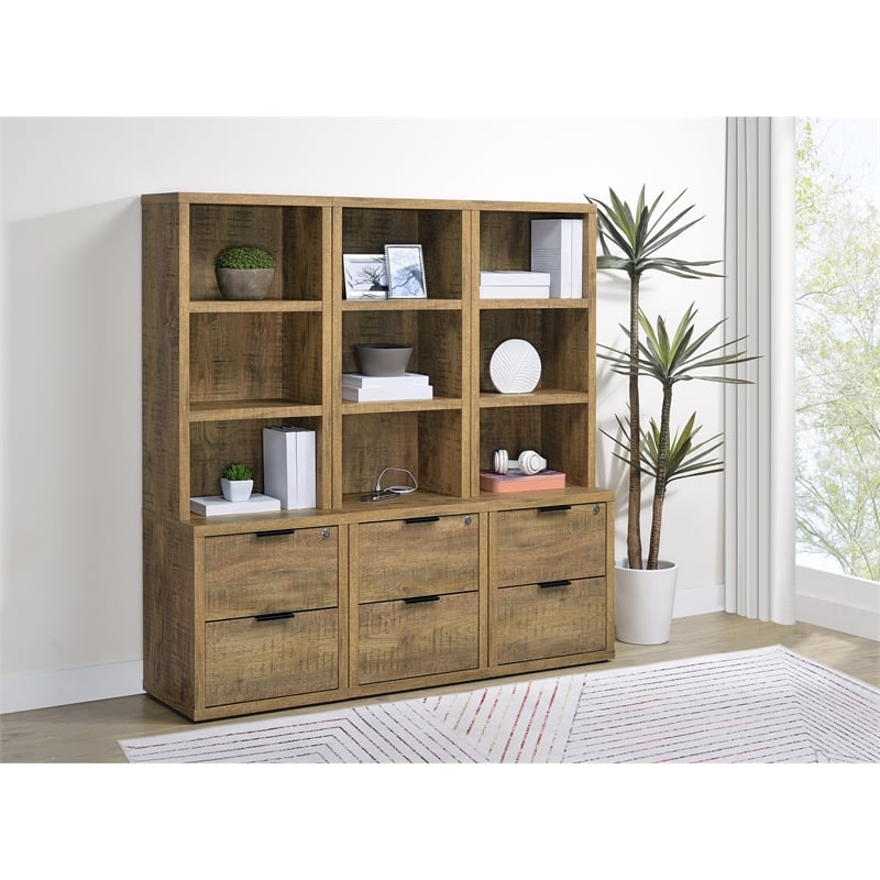 Coaster Westpark 3-Piece Wood Wall Unit Bookcase Set with USB in Mango Brown