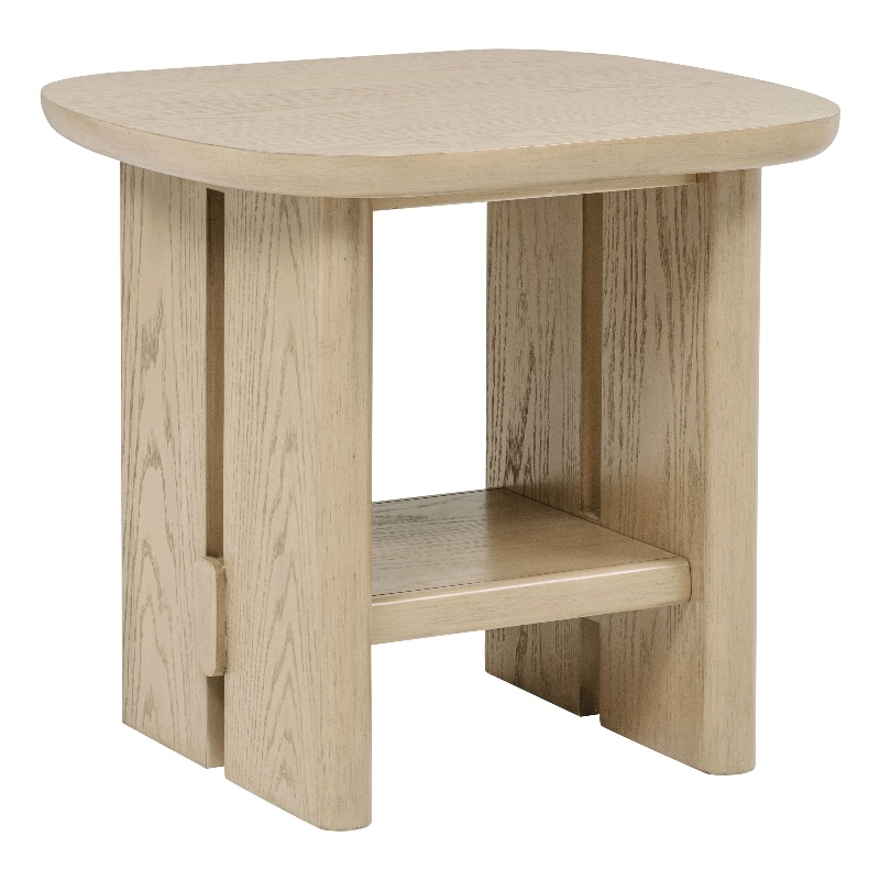 Coaster Kailani Coastal Wood Square End Side Table with Shelf in Beige Oak