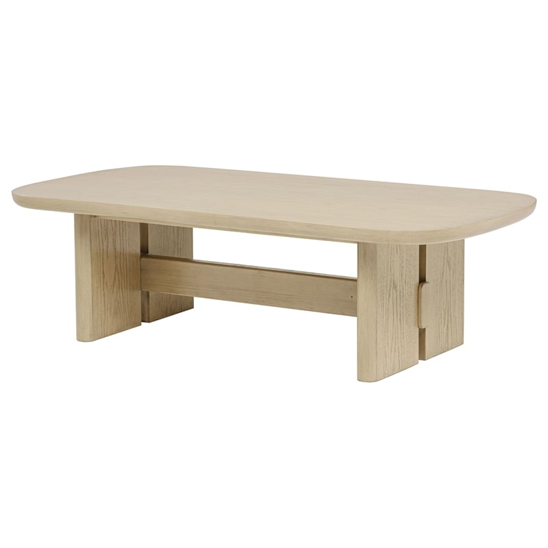 Coaster Kailani Coastal Wood Rectangular Cocktail Coffee Table in Beige Oak