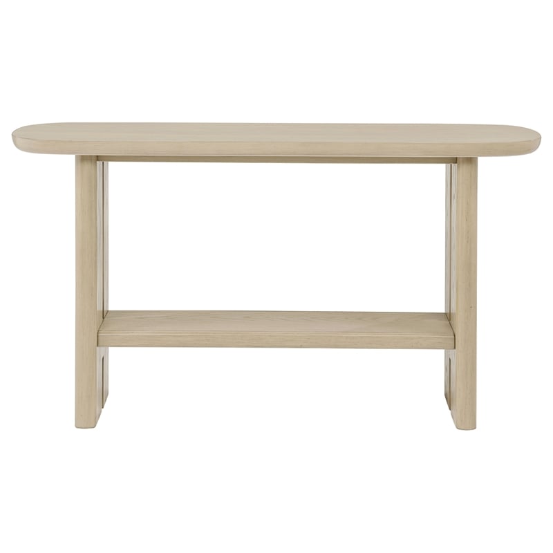 Coaster Kailani Coastal Wood Sofa Console Table with Shelf in Beige Oak