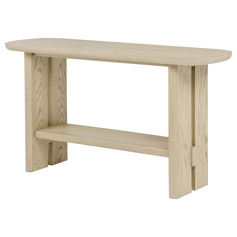 Coaster Kailani Coastal Wood Sofa Console Table with Shelf in Beige Oak