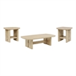 Coaster Kailani 3-Piece Coastal Wood Coffee and End Table Set in Beige Oak