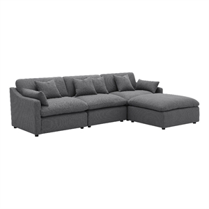 Coaster Hobson 4-piece Upholstered Fabric Modular Sectional Sofa in Charcoal