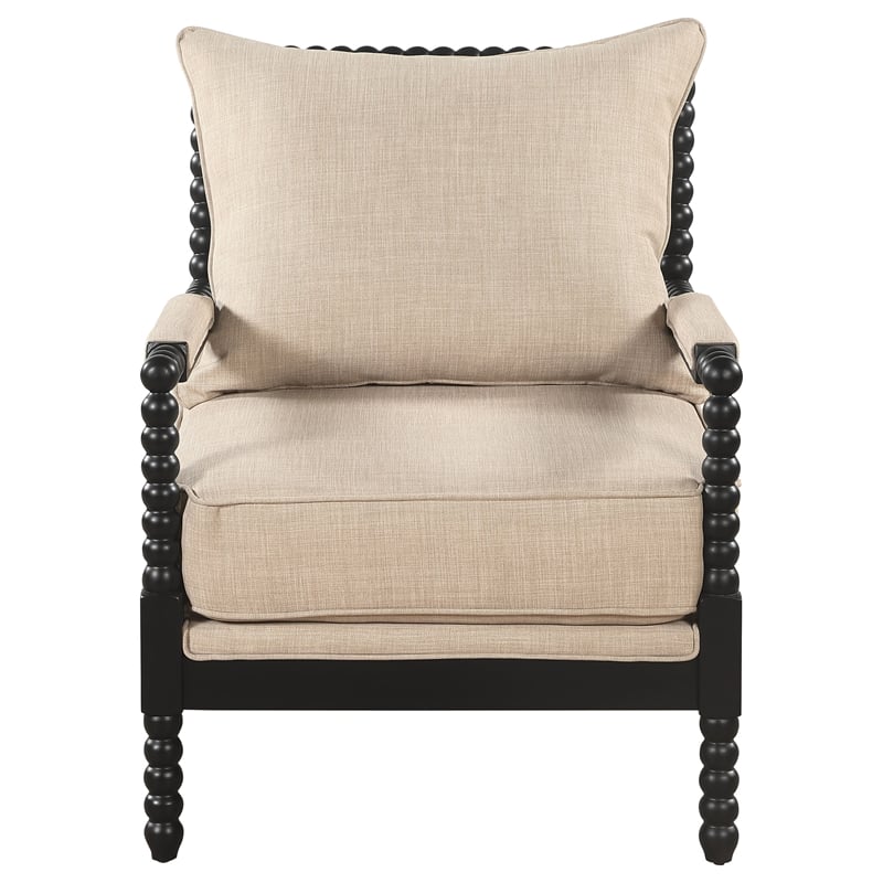 Coaster Blanchett Upholstered Bobbin Accent Chair Beige and Black