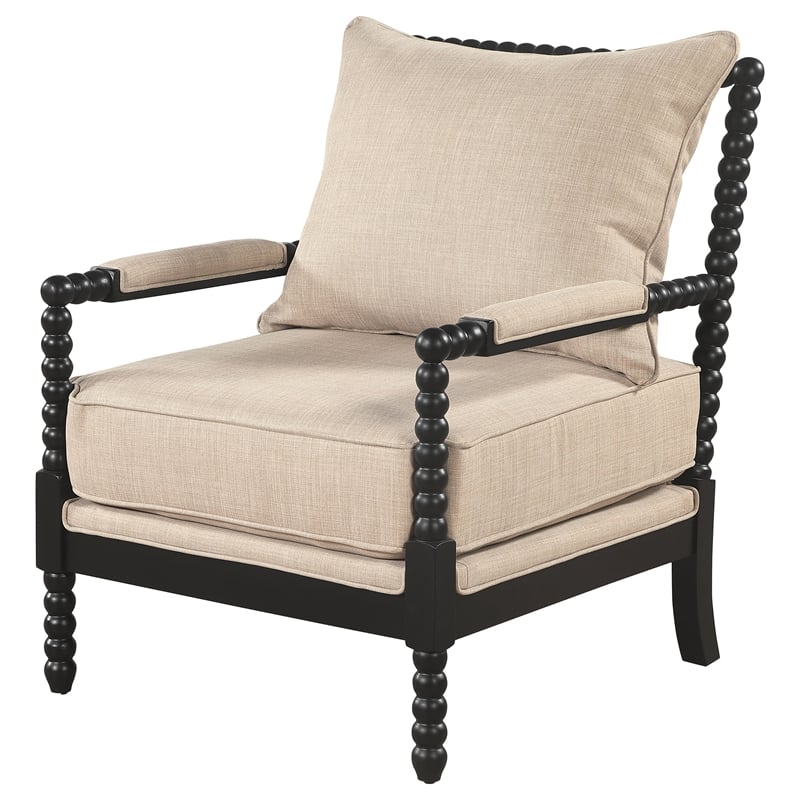 Coaster Blanchett Upholstered Bobbin Accent Chair Beige and Black