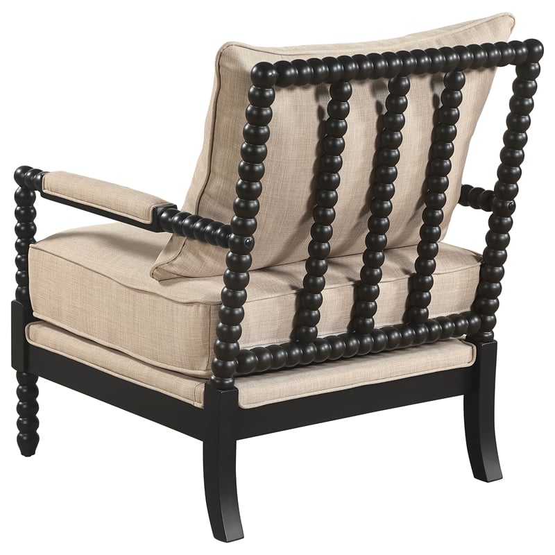 Coaster Blanchett Upholstered Bobbin Accent Chair Beige and Black